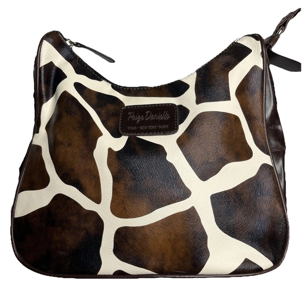 Paige Danielle Roma New York Paris Faux Leather Giraffe Satchel Purse Crossbody